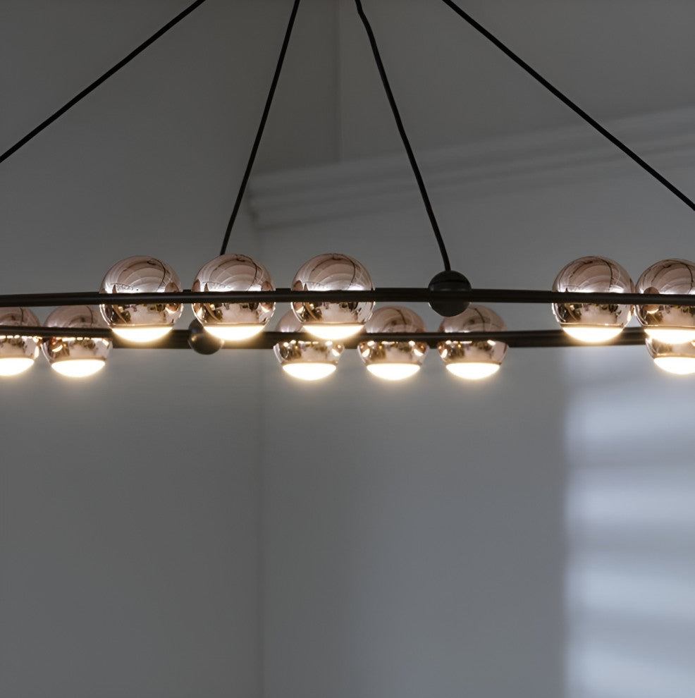 Irgoli | Ring Design LED Rose Gold Decor Hanging Chandelier for Living Room, 2 Rings, Cool Light, Non-Dimmable