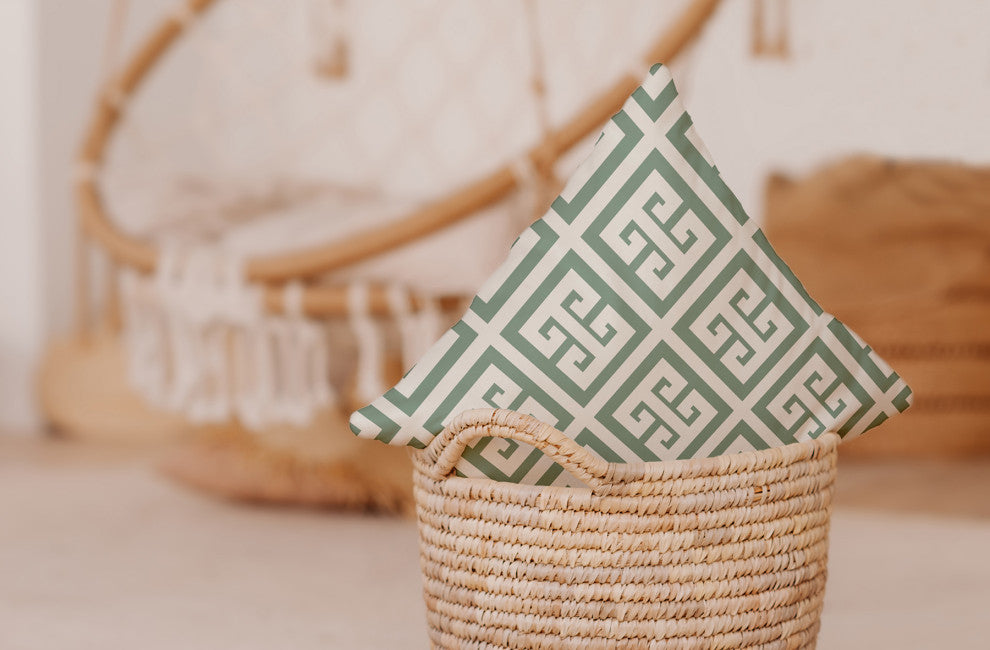 20x20" Zipper Stripe Nautical Decorative Indoor Pillow, Sage