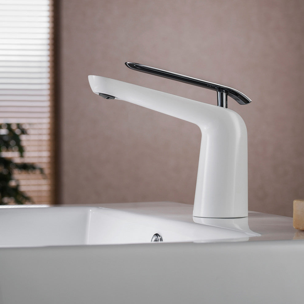 Bath Faucet Single Handle Lavatory Faucet Chrome / White