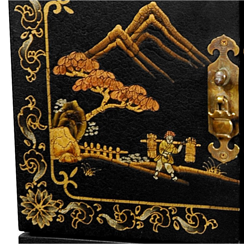 Empress Lacquer Jewel Box, Black Crackle