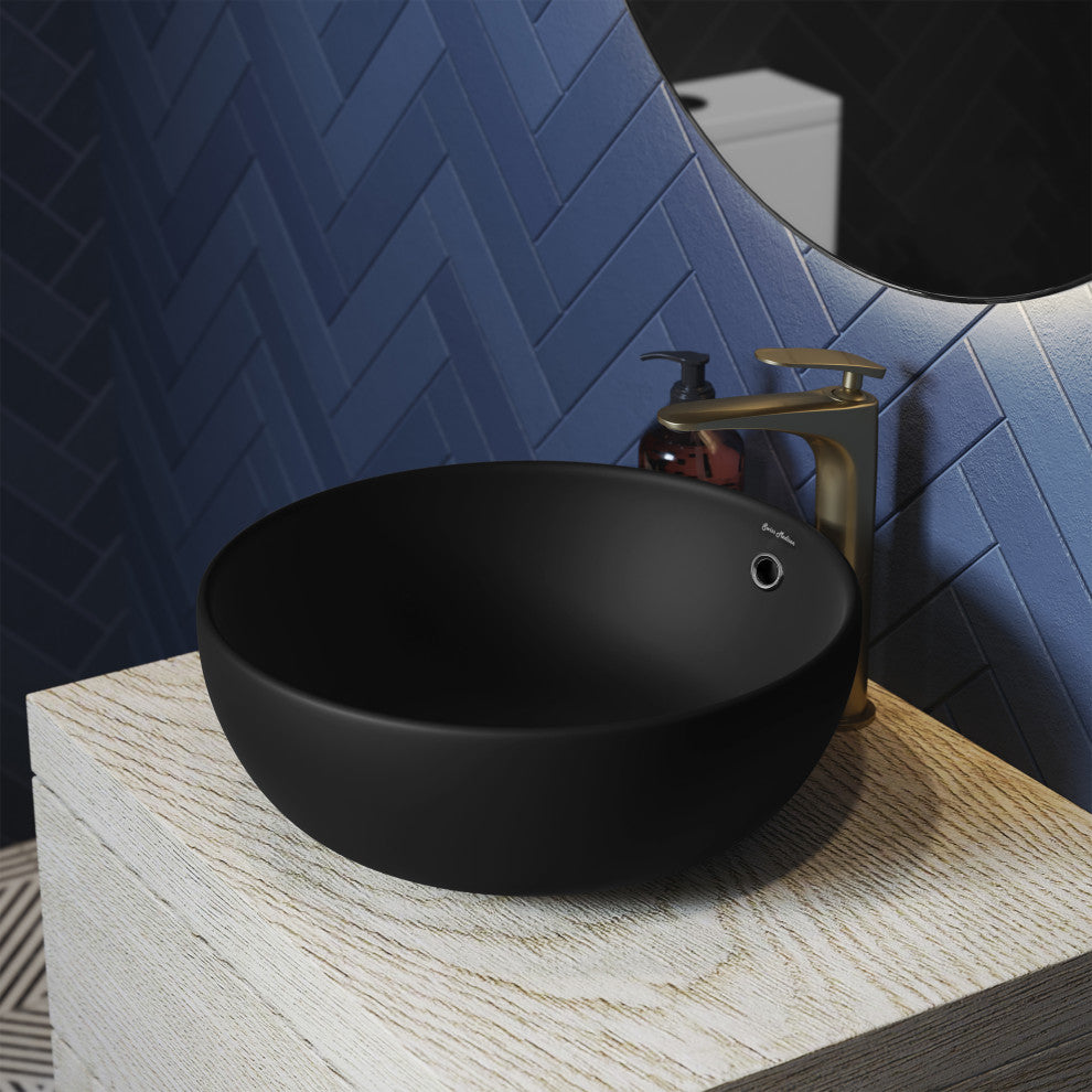 Sublime Round Vessel Sink, Matte Black