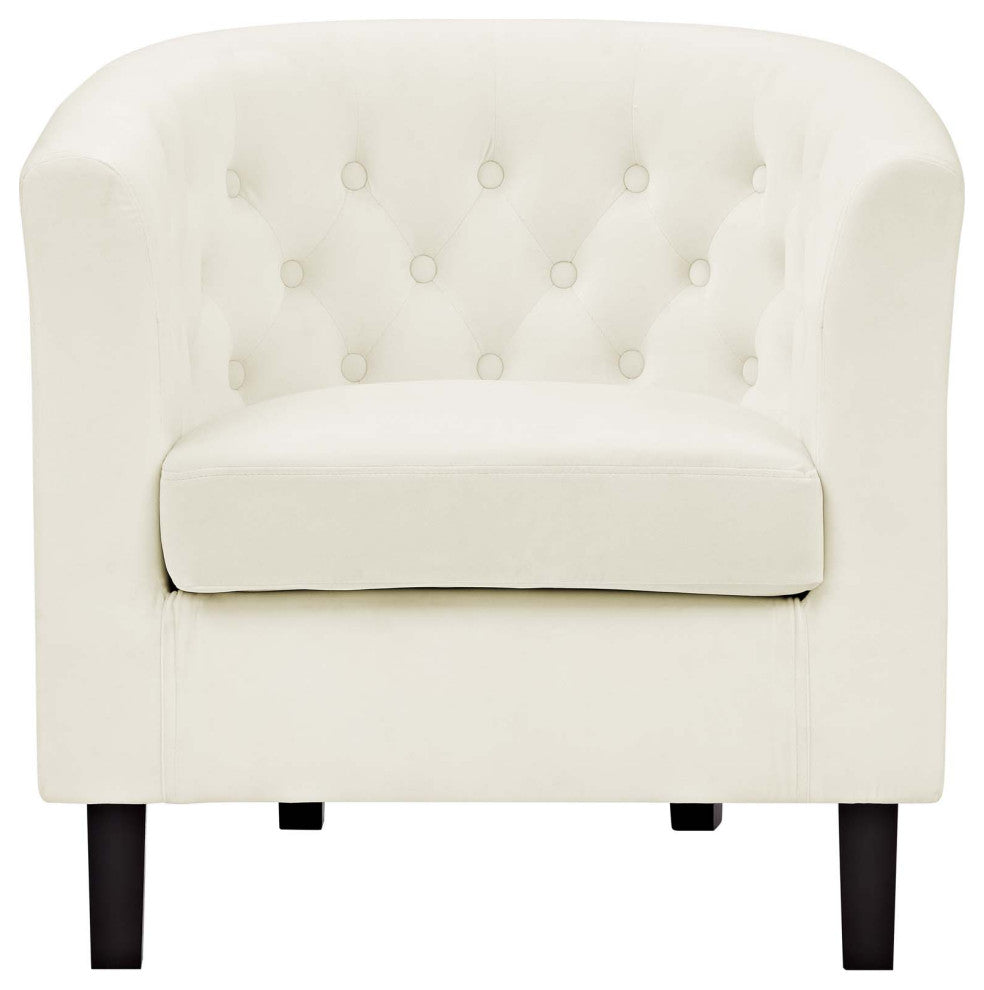 Modern Ivory Prospect Velvet Armchair