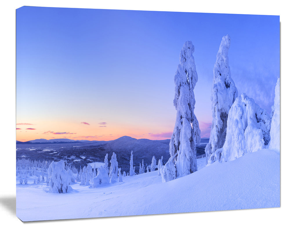 Sunset over Frozen Trees, Oversized Landscape Canvas Art, 60x40