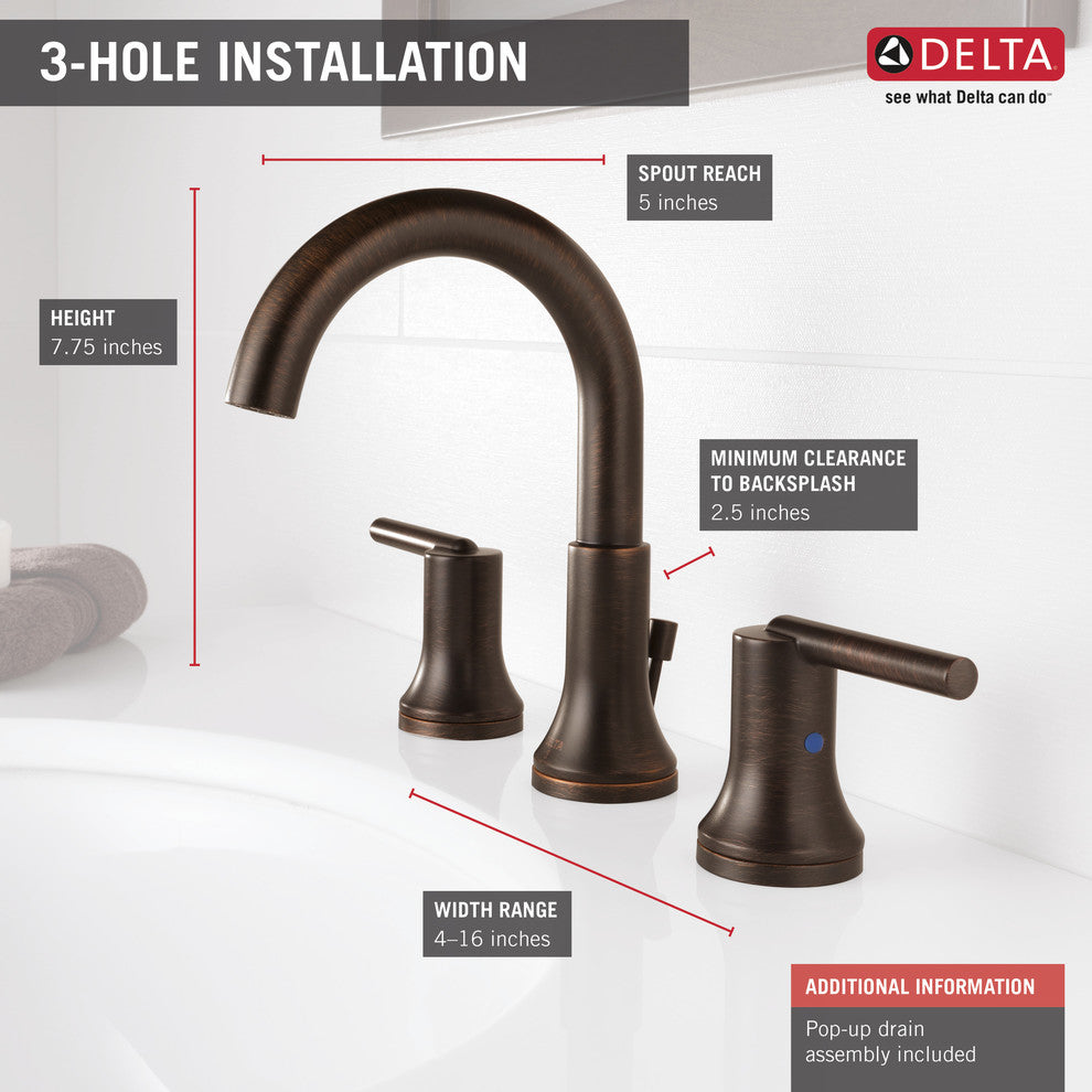 Delta Trinsic 2 Handle Widespread Faucet, Venetian Bronze, 3559-RBMPU-DST