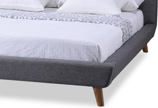 Jonesy Mid-Century Gray Fabric Upholstered Queen Size Platform Bed