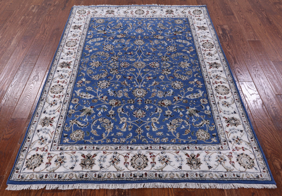 Persian Nain Wool & Silk Handmade Rug 5' 4" X 7' 0" - Q13136