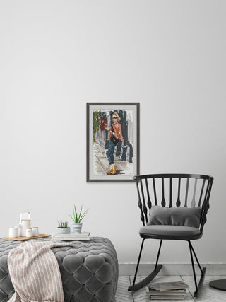 "Casual Coffee Break" Framed Painting Print, 24"x36"