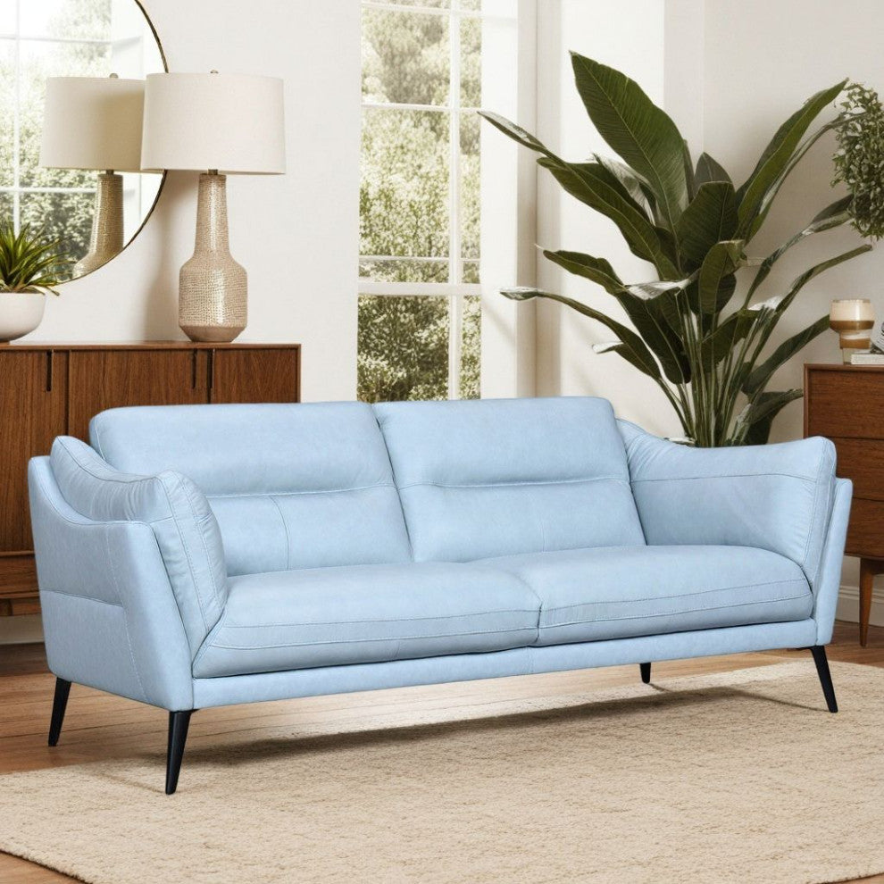Franz Mint Leather Sofa, Sky Blue