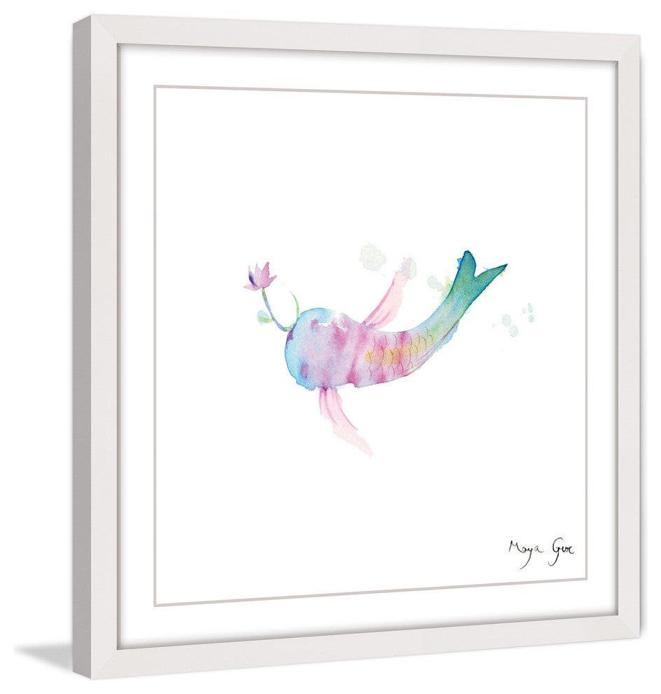 Marmont Hill, "Watercolor Fish" by Maya Gur Framed Painting Print, 18x18