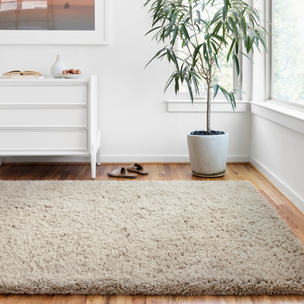 Hand Tufted Polyester Mila Shag Area Rug by Loloi II, Grey, 5'x7'6"