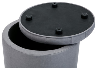 Lexington Modern Button Tufted Accent Storage Ottoman, Pouf Footstool, Gray