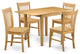 5Pc Dinette Set For Small Spaces, Table, 4 Chairs, Asian Hardwood Seat, Oak