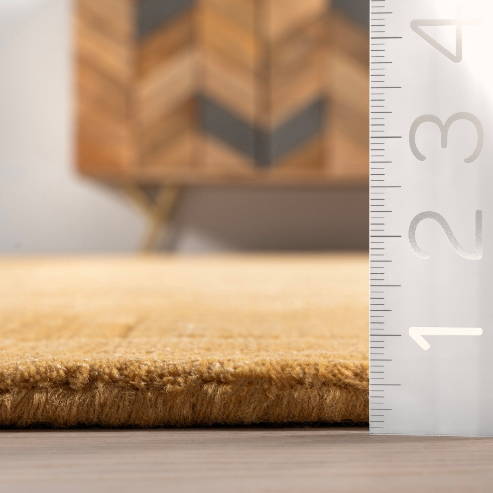 Petra High-Low Wool-Blend Area Rug, Golden Butter 6' x 9'