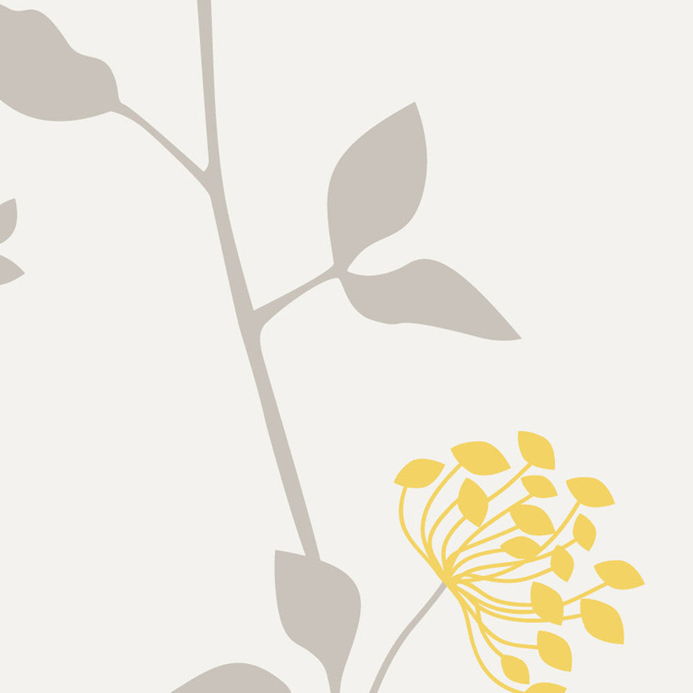 Branch Flower Peel and Stick Vinyl Wallpaper, Light Gray/Yellow, 24"w X 108"h