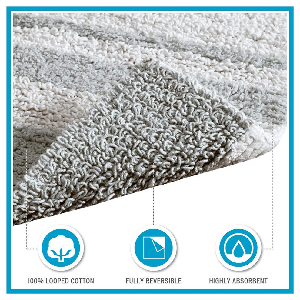 Madison Park Spa Cotton Reversible Bath Rug, Aqua