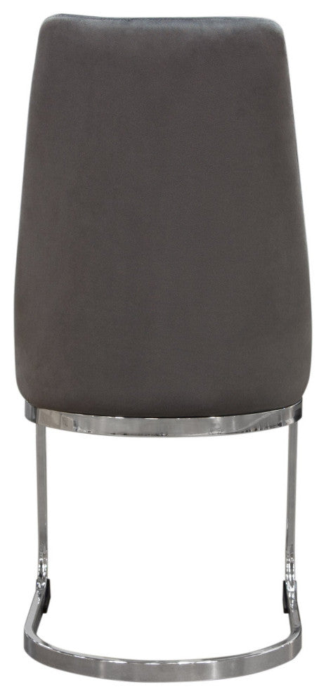 Vogue 2 Dining Chairs With Silver Metal Base, Gray Velvet