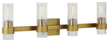 Geneva 4-Light Vanity, Burnished Brass