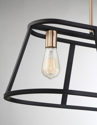 Chassis Four Light Island Pendant, Copper Brushed Brass / Matte Black