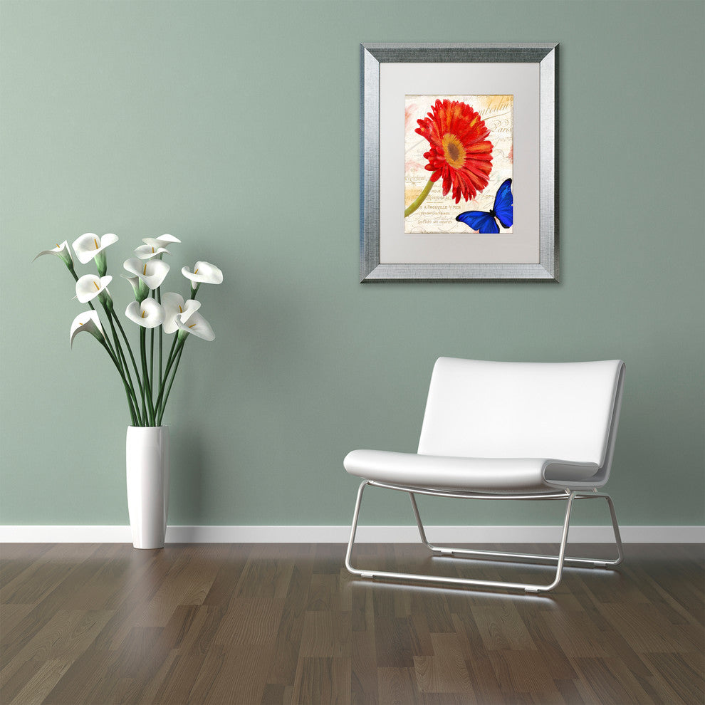 Color Bakery 'Gerbera Daisy' Art, Silver Frame, White Matte, 11"x14"