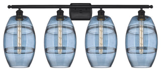 Ballston-Vaz 4-Light 38" Bath Vanity Light, Matte Black, Princess Blue