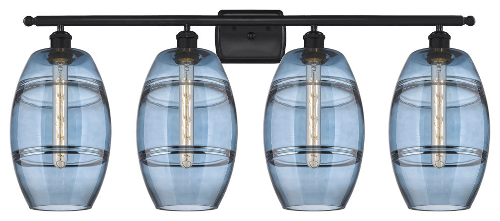 Ballston-Vaz 4-Light 38" Bath Vanity Light, Matte Black, Princess Blue