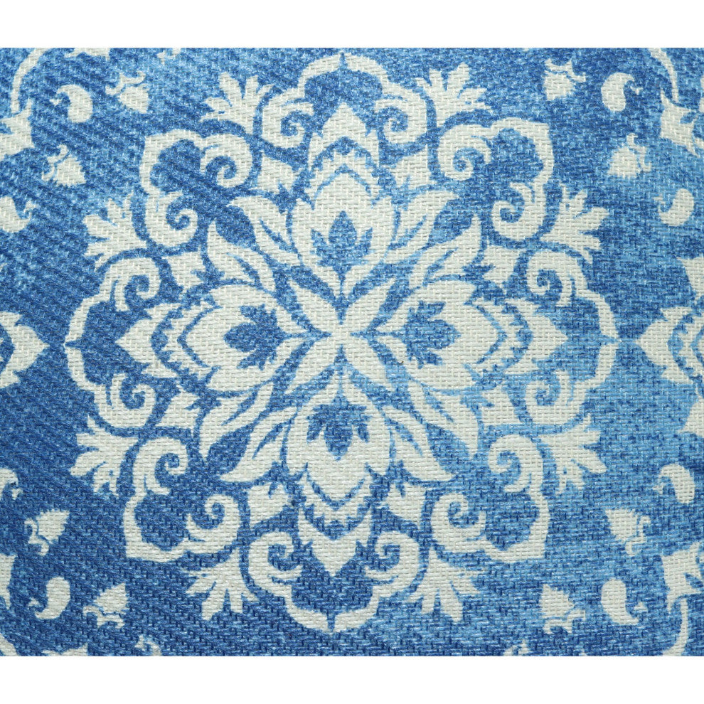 Blue & White Machine Woven with Tassels Skyview Throw Pillow, 20" x 20"