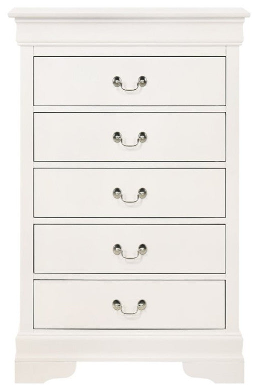 Glory Furniture Louis Phillipe 5 Drawer Chest in White