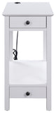 Byzad Side Table With USB Charging Dock, White