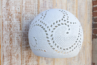 Large White Filigree Lucknow Macrame Pendant Lantern