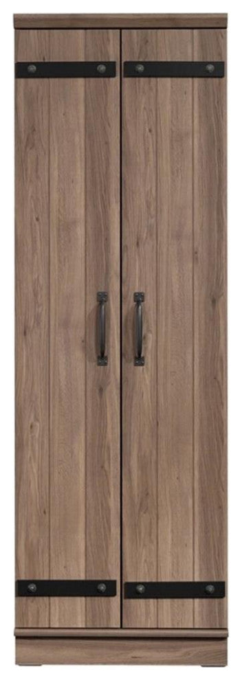 Sauder HomePlus 2-Barn Door Engineered Wood Narrow Storage Cabinet in Salt Oak