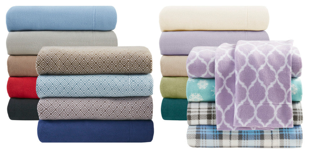 True North by Sleep Philosophy Knitted Micro Fleece Solid Sheet Set, Brown, Twin