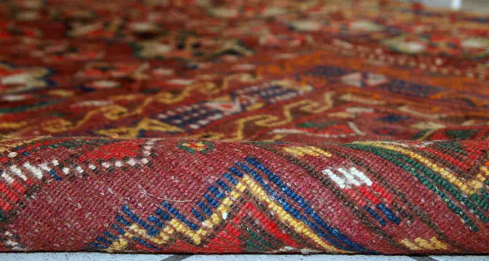 Handmade antique Persian Kurdish rug 3.9' x 7.5' (119cm x 230cm) 1920s