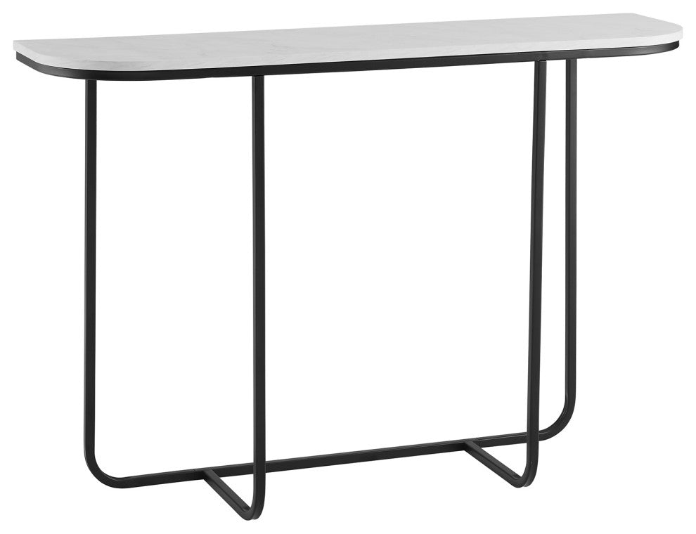 Harley 44" Modern Curved Entry Table - Faux White Marble/Gold