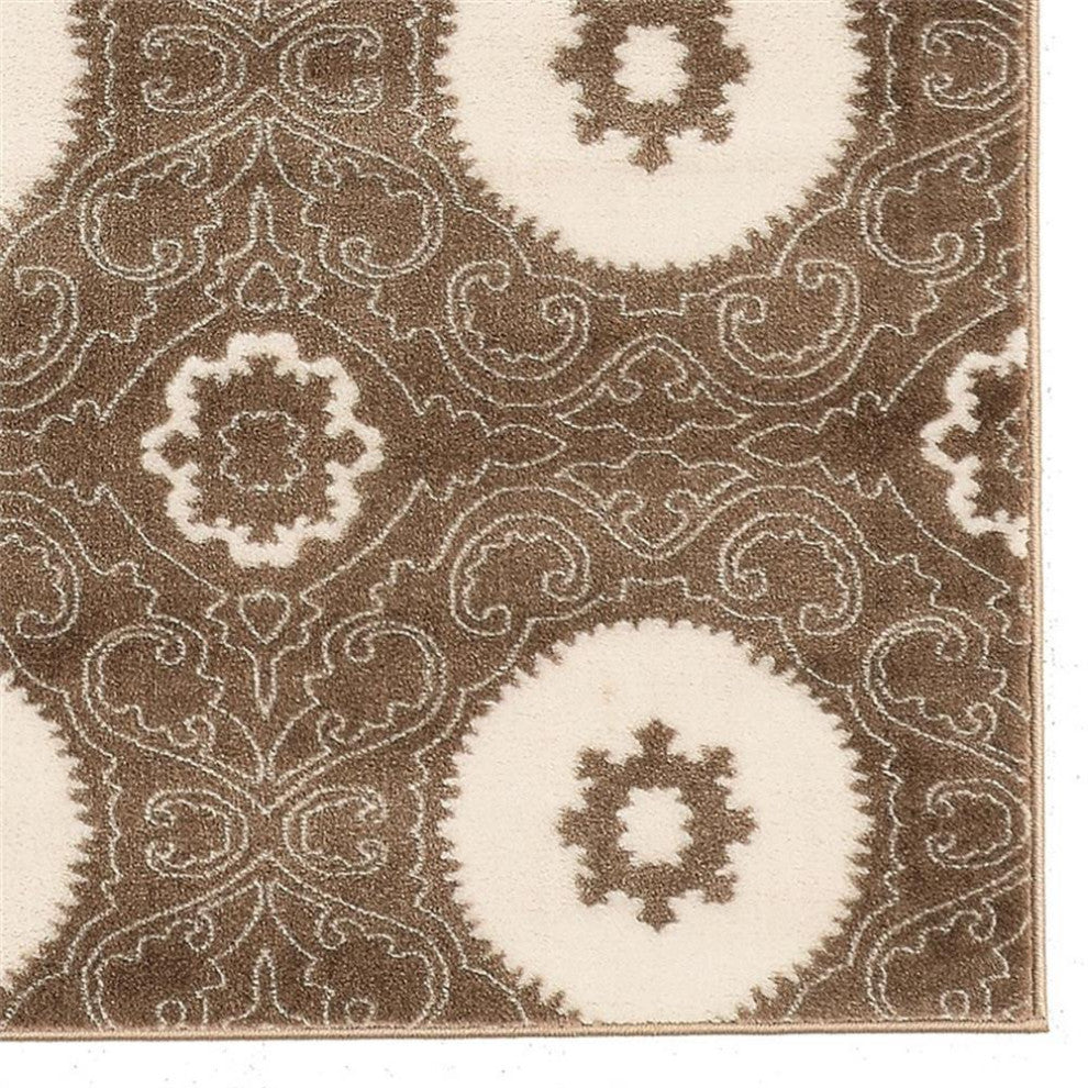 Linon Prisma Karma Machine Made Polypropylene 5'3"x7'6" Rug in Brown