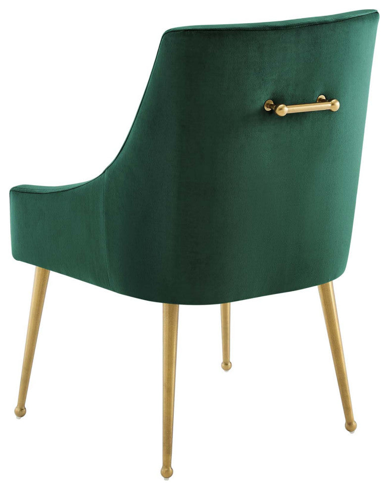 Side Dining Chair, Set of 2, Velvet, Metal, Green, Modern, Bistro Restaurant