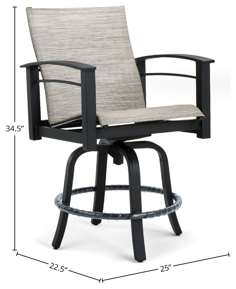 Stanford Sling Swivel Balcony Stool, Gray Rush