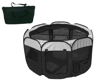 All-Terrain Lightweight Collapsible Pet Playpen, Black/White, Large