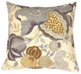 Pillow Decor - Harvest Floral Throw Pillow, Blue, 20" X 20"