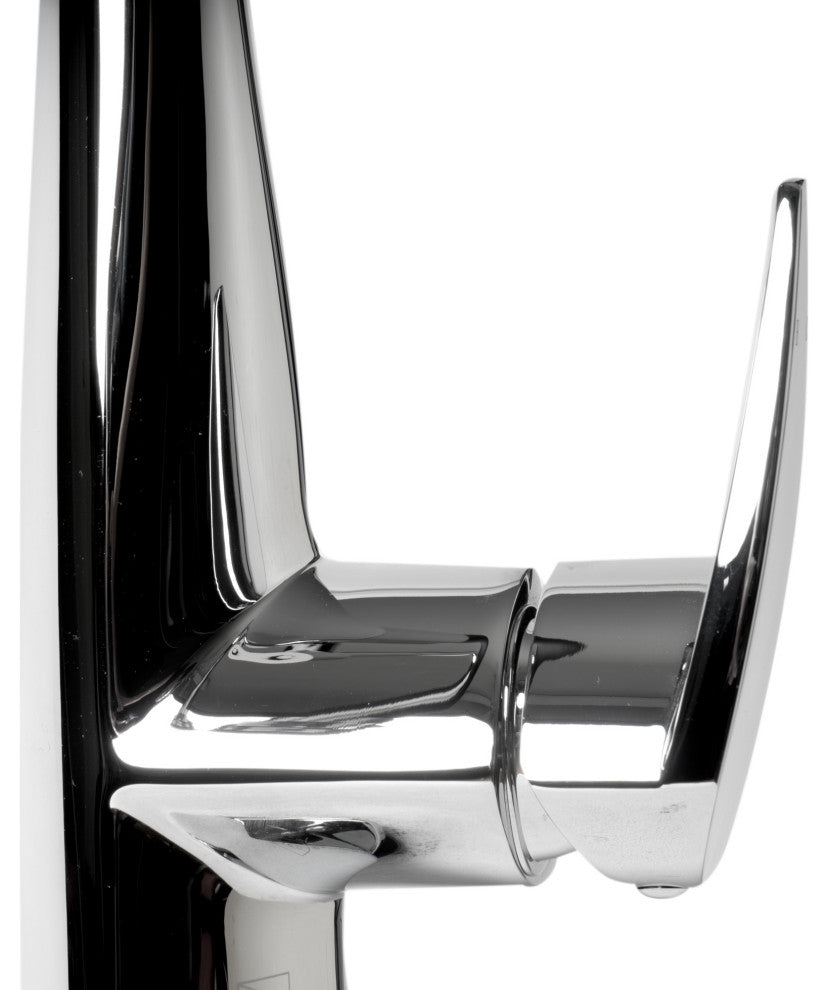 Kitchen Faucet With Black Rubber Stem, Polished Chrome