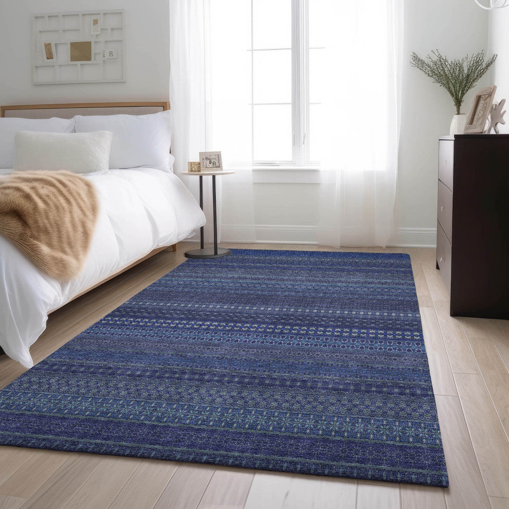 Premium Machine Washable Mayfield AMF527 Navy 10' x 14' Rug