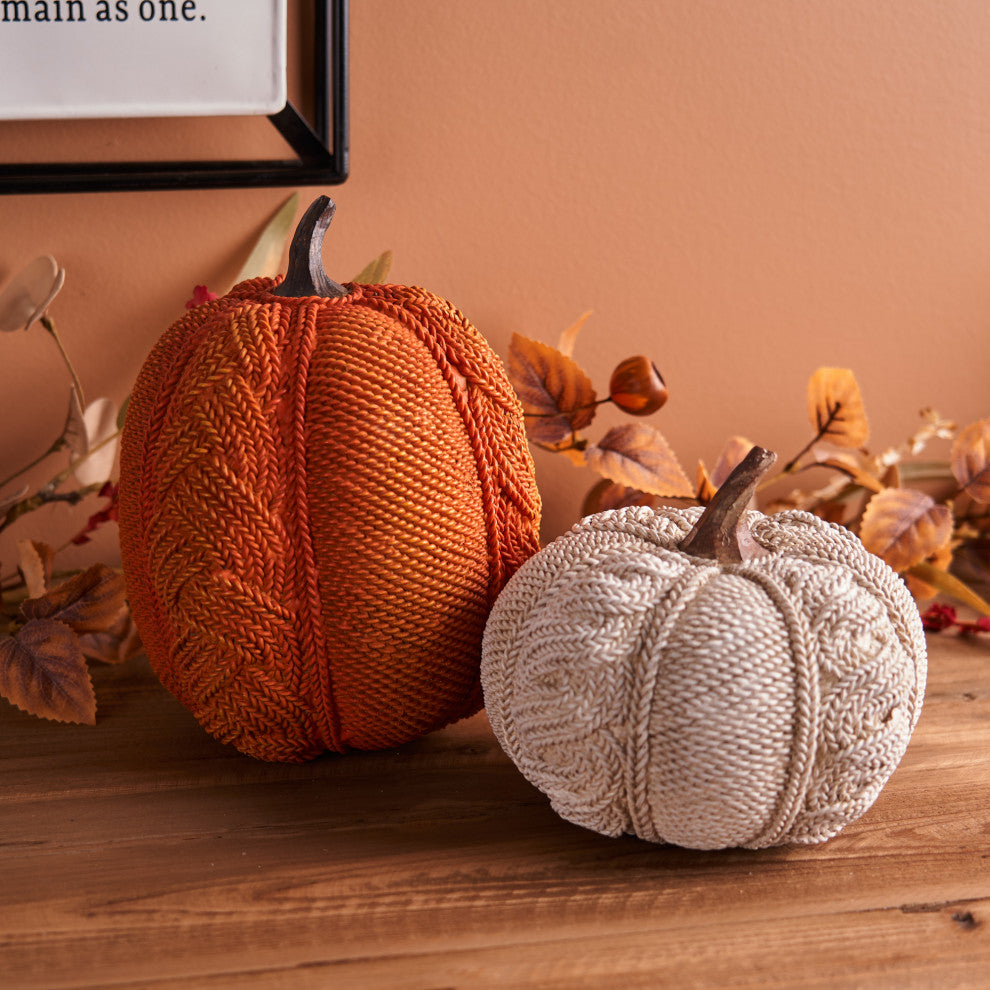 Woven Sweater Design Pumpkin, Set of 2