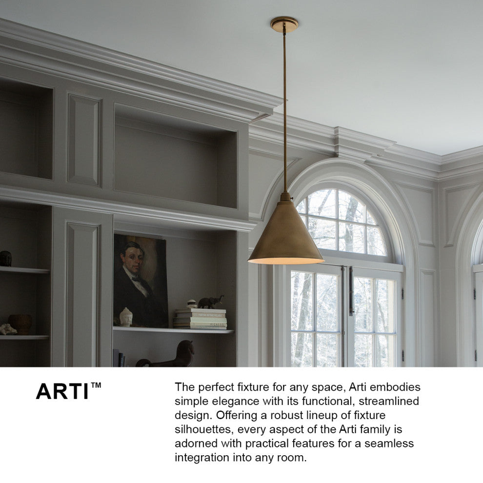 Hinkley Arti 14.5" Medium Pendant Light, Black + Cased Opal Glass