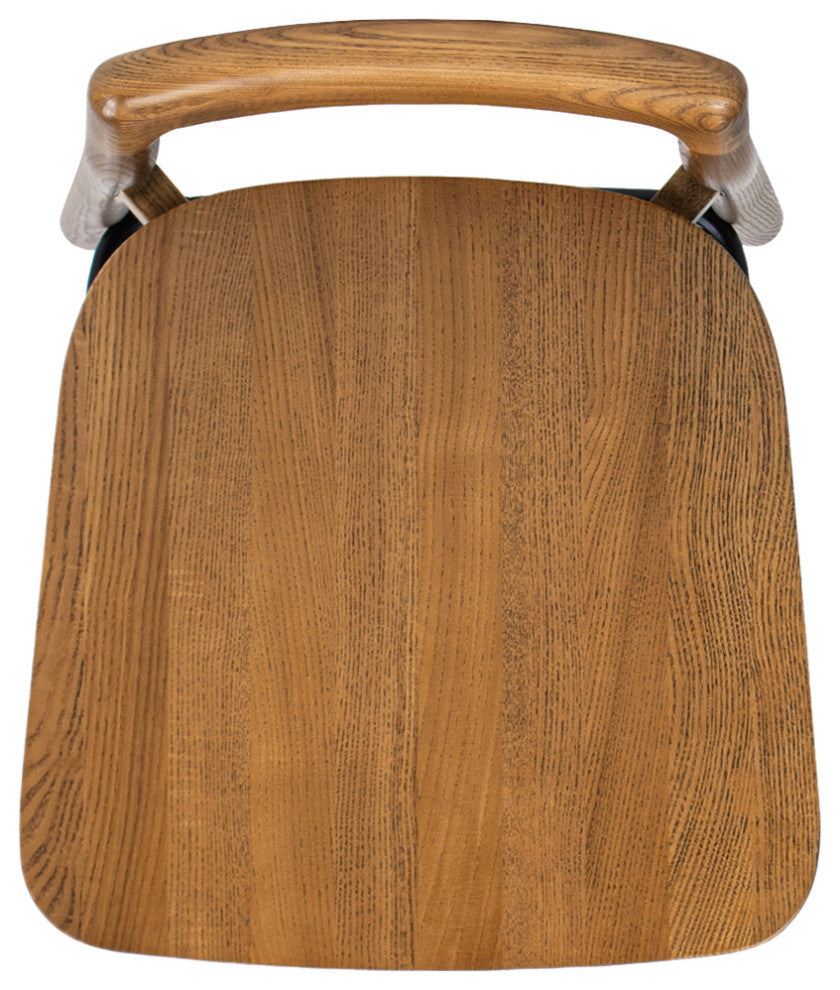 Sven 26.5" Low Back Solid Ash Wood Counter Stool, Dark Brown Walnut