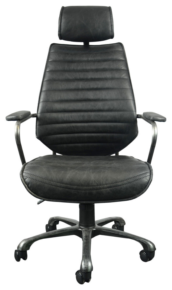 Executive Swivel Office Chair Onyx Black Leather
