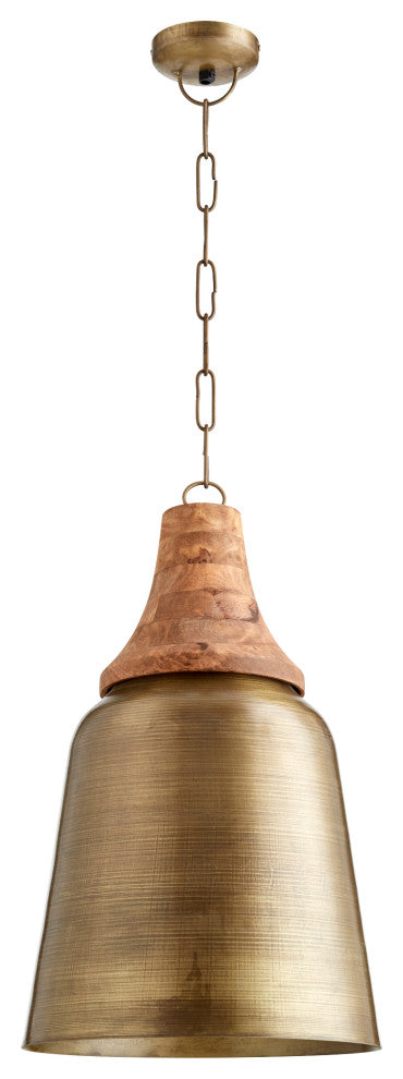 Artisan Bell Pendant, Artisan Brass / Wood
