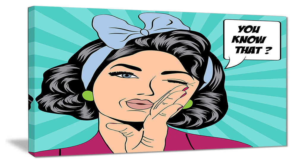 "Woman in Comic Style" Portrait Digital Art Canvas Print