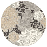 Omalley Modern Floral Area Rug, Beige & Gray, 7'11" Round