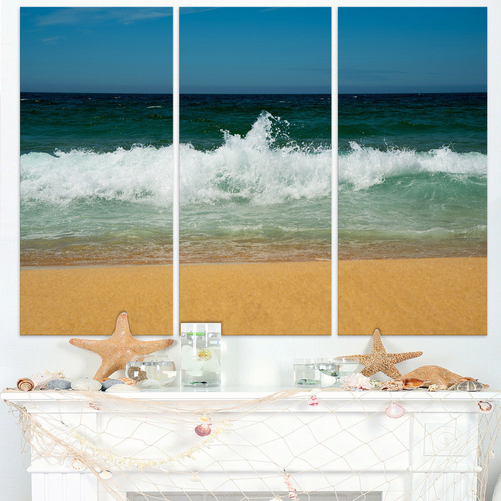 "Beautiful Atlantic Beach Portugal" Metal Wall Art, 3 Panels, 36"x28"