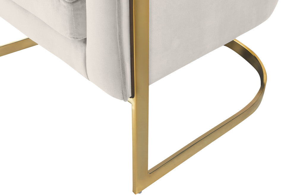 Carter Velvet Upholstered Accent Chair, Cream