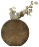 Metal, 13"H Round Ribbed Vase, Brass Antique
